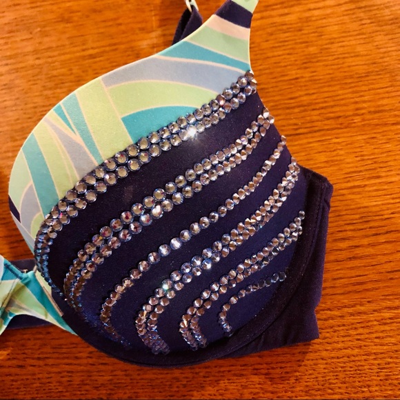 💗 VICTORIA SECRET BIO UPLIFT VERY SEXY CUSTOM BLING 💎 RHINESTONE BRA 34D - Picture 4 of 10